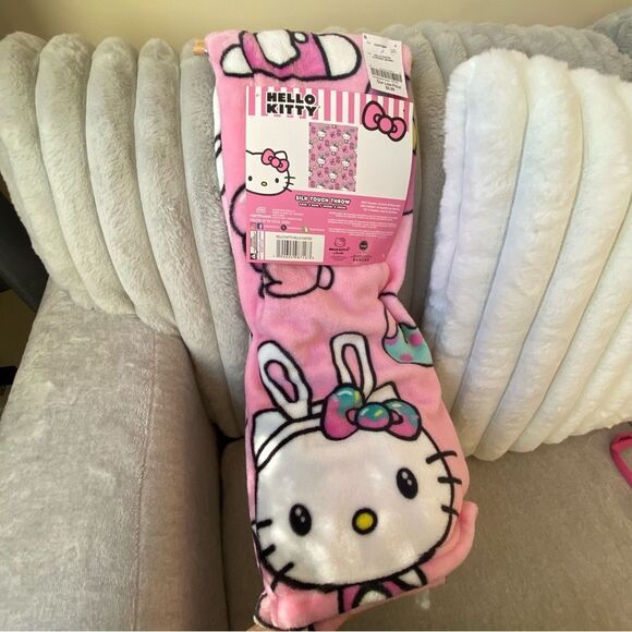 Hello Kitty Blanket - Pink Easter Blanket - Sanrio Bunny and Egg Blanket (Kids) - Picture 1 of 15